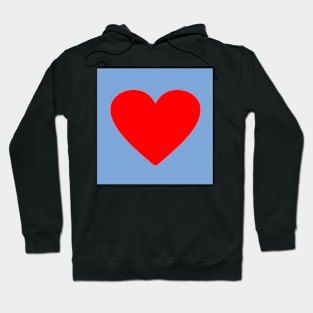 Corazón rojo sobre azul Hoodie